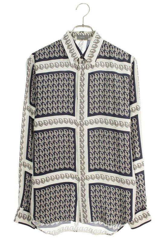 Dior 21SS 013c502a5095 Obscure All Over Silk Long Sleeve Shirt Men 38