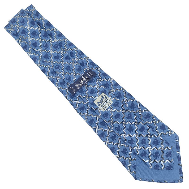 Hermes Necktie All Over Pattern 9cm (3.54in) Silk Blue