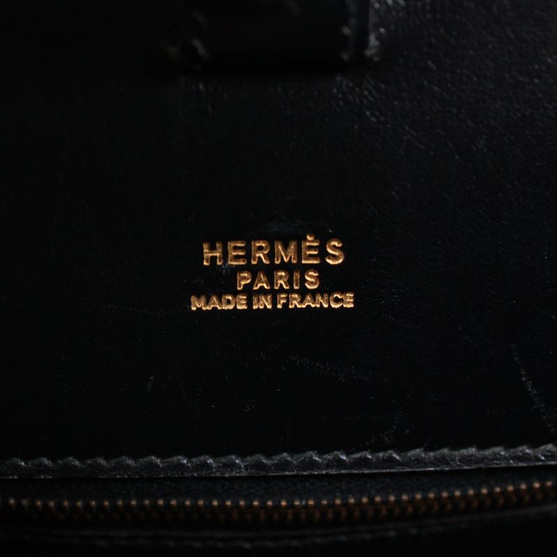 Hermes Sorbonne 35 Box Calf Black Tote Bag Gold
