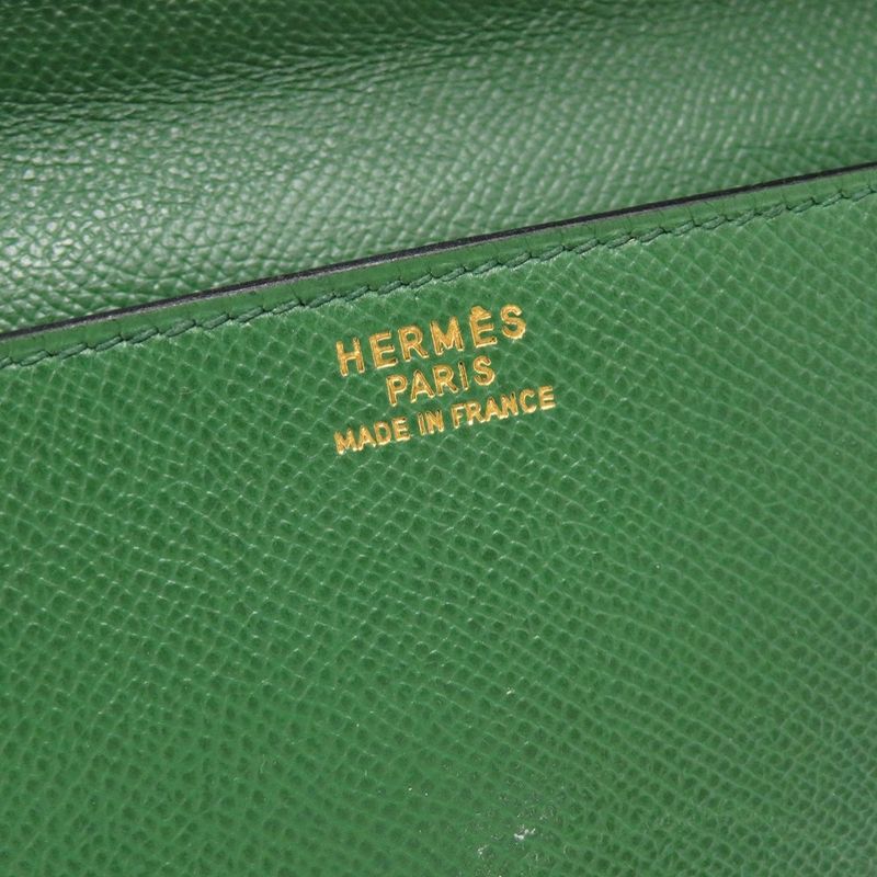 Hermes Kelly Cross Courchevel Vert Gold Hardware 00X Engraved Briefcase Bag