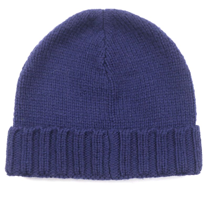 Gucci 602886 GG LOGO KNIT Baenie 100% Wool Hat Knit Cap Navy M (58 22cm