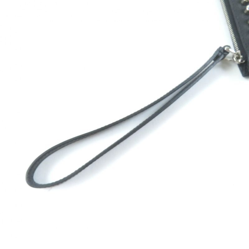 Fendi 8m0341 Carlito Karl Lagerfeld Motif Studded Leather Pouch Black Made In