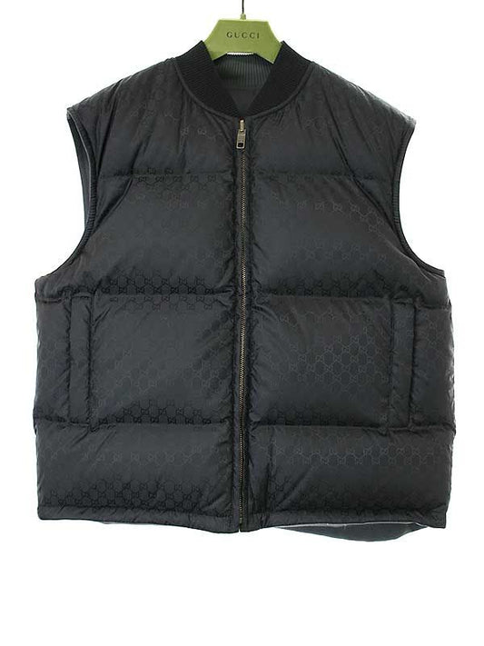 Gucci 24ss Cotton Canvas Reversible Goose Down Vest Gray 50 774339 Z8bq0