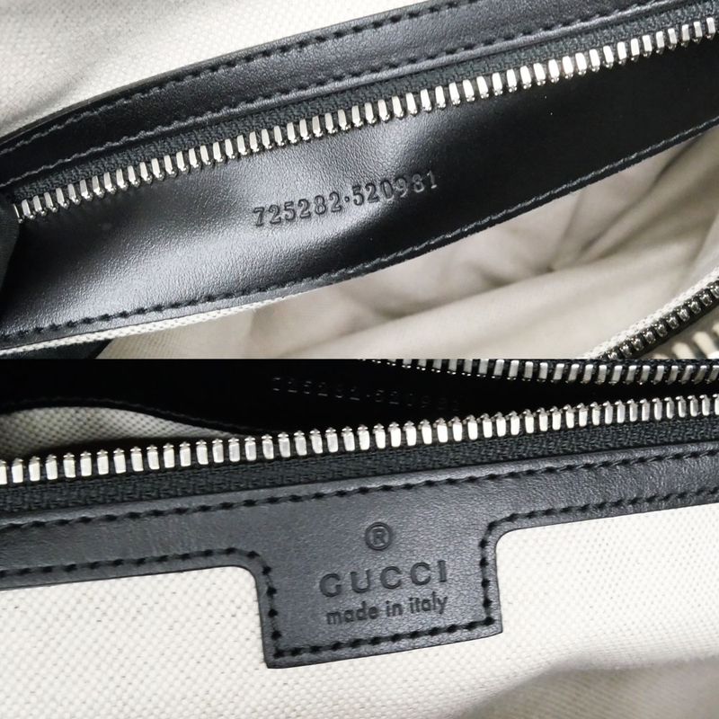 Gucci GG Embossed Boston Bag Black 725282 520981 Leather 2way Shoulder