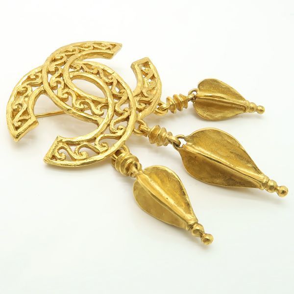 Chanel Brooch 95A Vintage Coco Mark GP With Box Chanel Vintage