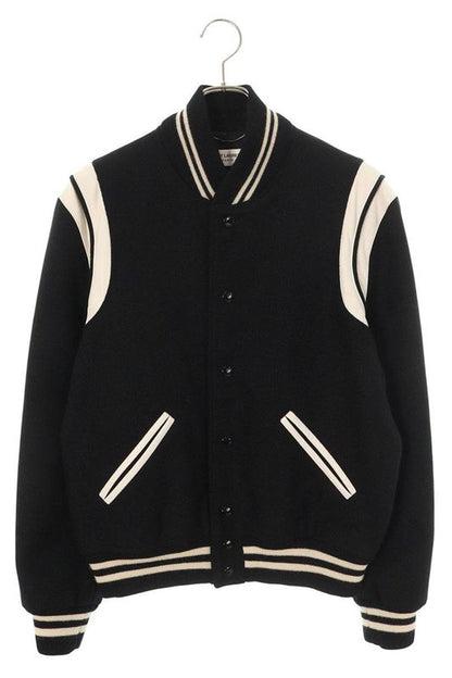 Saint Laurent Paris Teddy 35478 Y180w Leather Trim Stajan Blouson Men's 48