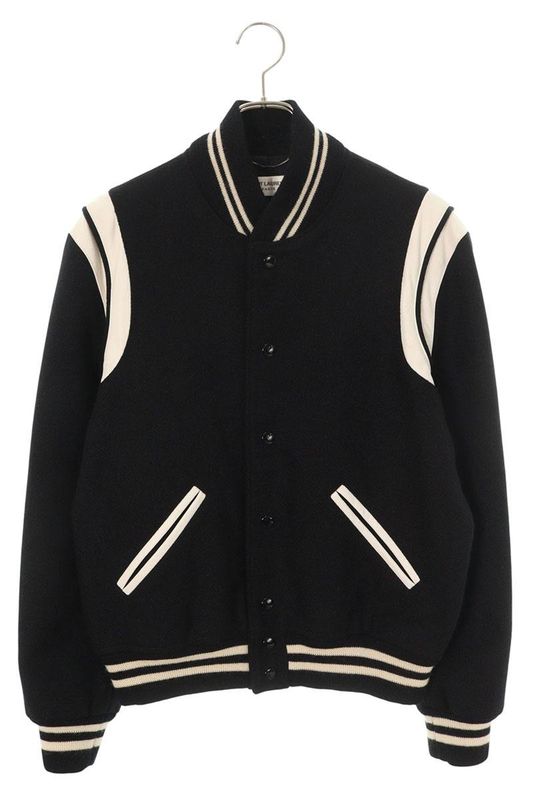 Saint Laurent Paris Teddy 35478 Y180w Leather Trim Stajan Blouson Men's 48