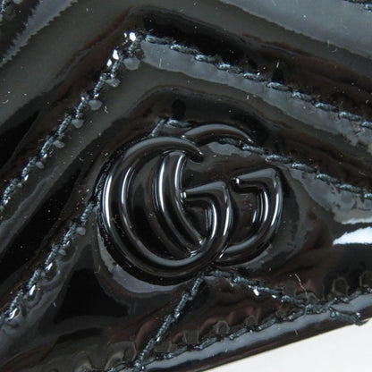 Gucci 466492 GG Marmont Patent Leather Bifold / Compact Wallet Black With Box