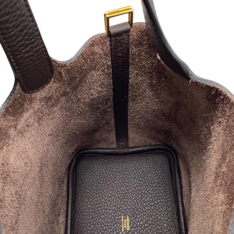 Hermes Handbag Picotin Lock PM Engraved B Ebène Dark Brown Gold Hardware Hermes