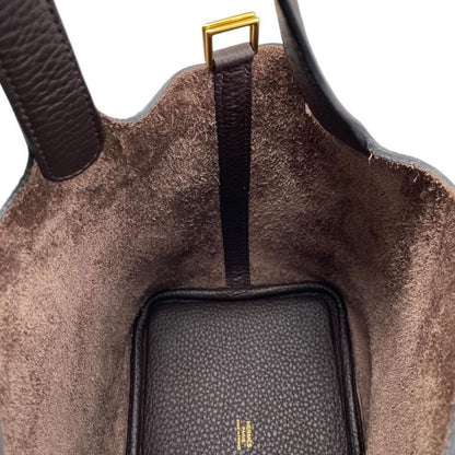 Hermes Handbag Picotin Lock PM Engraved B Ebène Dark Brown Gold Hardware Hermes