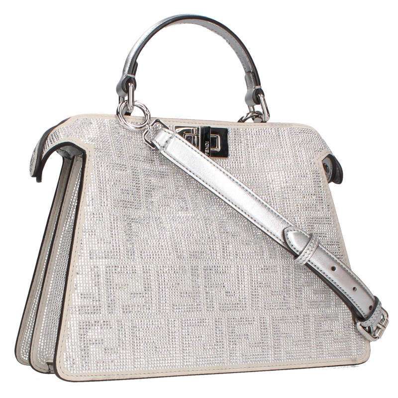 Fendi 8bn327 Peekaboo Icy Youth Small 2way FF Pattern Crystal Handbag Women