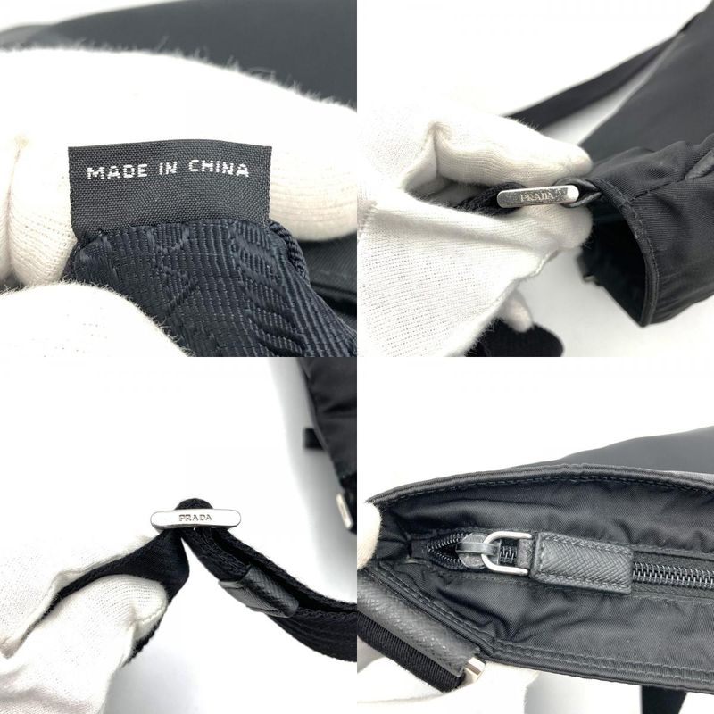 Prada Crossbody Shoulder Bag Black Nylon Women Men Triangle Logo