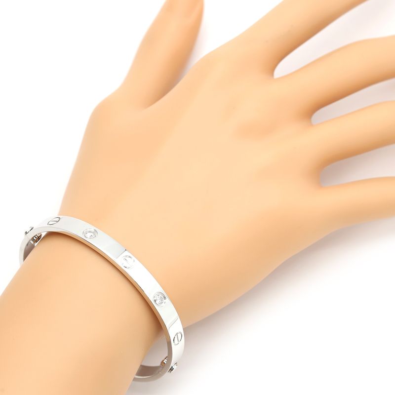 Cartier Bracelet Love Bracelet Classic Model with 4 Diamonds 18k White Gold