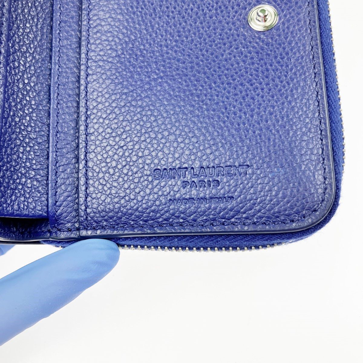 Saint Laurent Bifold Wallet with Box and Cloth Bag 414661 Blue