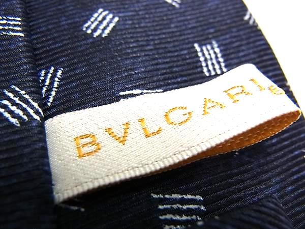 Bvlgari 100% Silk All-over Pattern Tie Business Men's Navy Fl5353