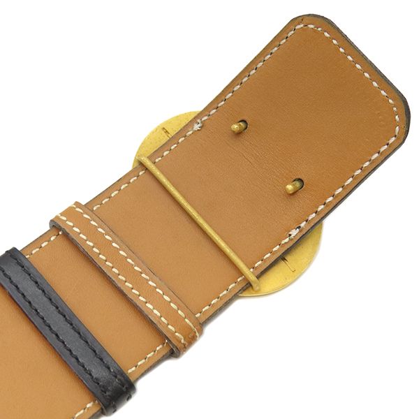 Hermes Belt Horse Buckle Box Calf Vogue River Black and Gold Hardware Reversible