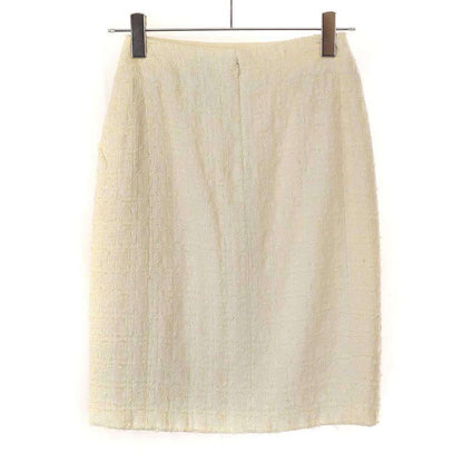 Chanel 2005c Cotton Viscose Tweed Tight Skirt P24927v15453 Ivory 36