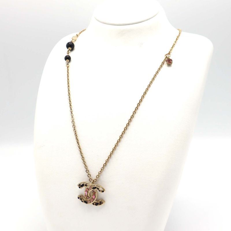 Chanel Necklace Coco Rhinestone C20 Gold Color Approx 12g Accessories H13857