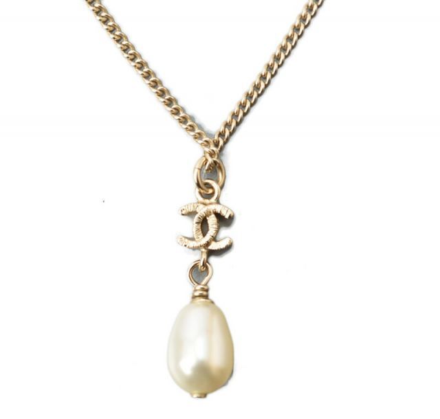 Chanel Necklace Pendant Chanel Coco Mark Pearl Motif Gold