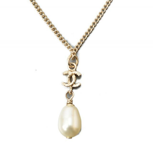 Chanel Necklace Pendant Chanel Coco Mark Pearl Motif Gold