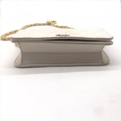 Chanel CC Logo Mini Quilted Lambskin Push Lock Chain Shoulder Bag White