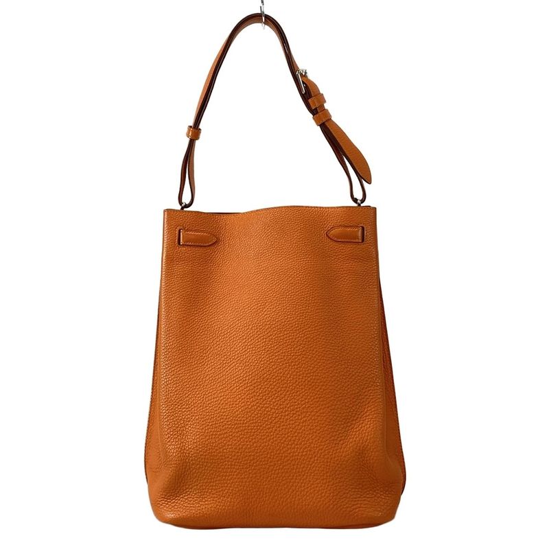 Hermes Shoulder Bag Sau Kelly 26 Orange Silver Hardware
