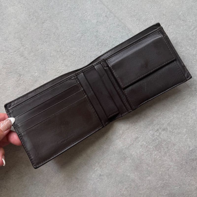 Bottega Veneta Bifold Wallet Intrecciato Calf Leather Brown Bifold Wallet Men