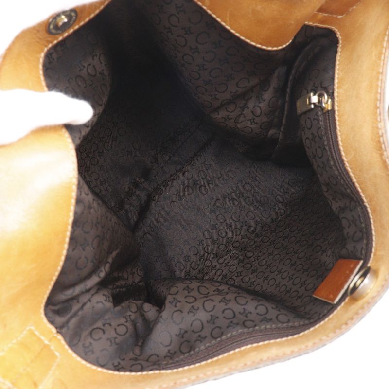 Celine C Macadam Suede Brown Women's Shoulder Bag