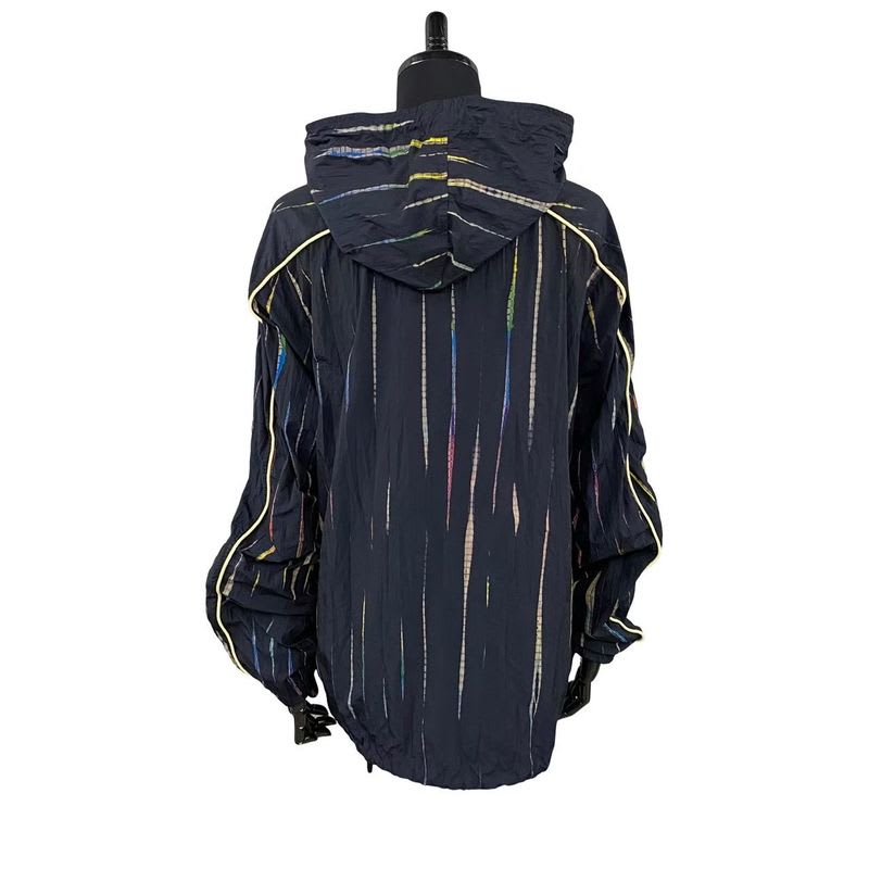 Saint Laurent Paris Striped Nylon Zip Up Hoodie Blouson Jacket 44 Womens Mens