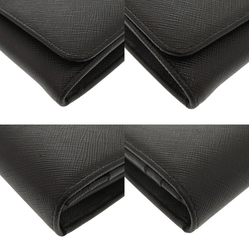 Prada Saffiano Leather Black Long Wallet Bifold Long Wallet Black 0301 Prada