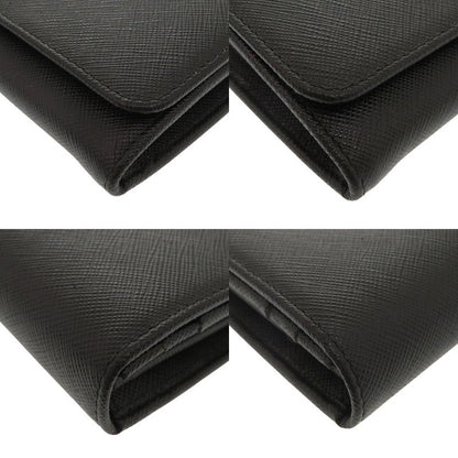 Prada Saffiano Leather Black Long Wallet Bifold Long Wallet Black 0301 Prada