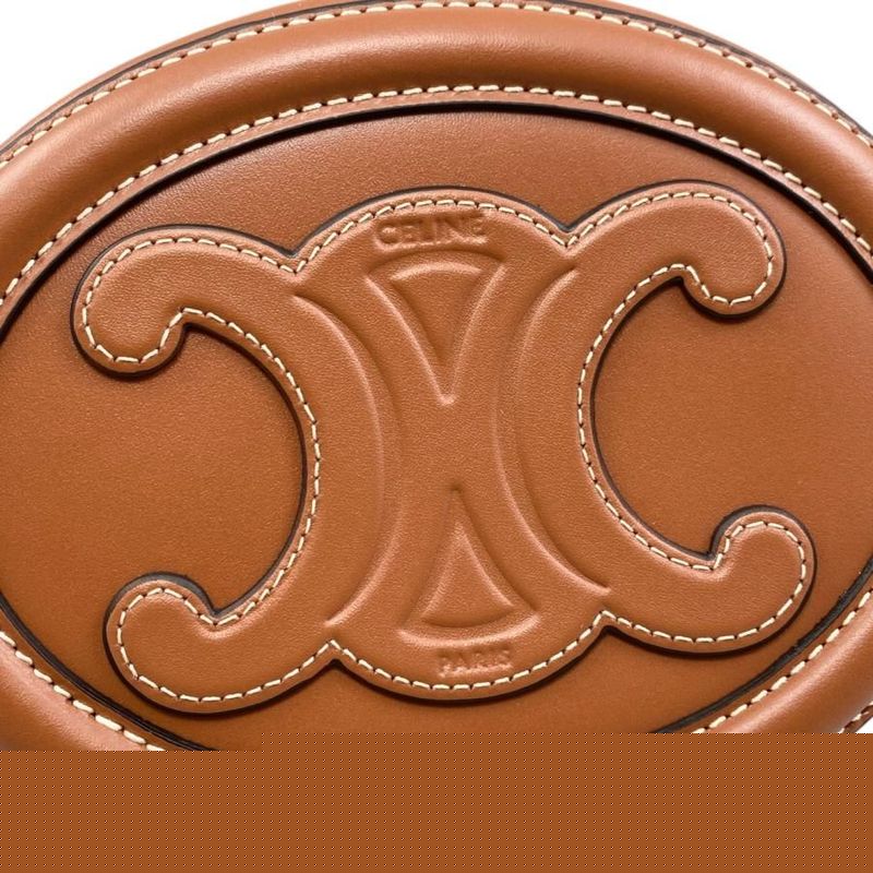 Celine Shoulder Bag Oval Purse Crossbody Bag 10i703 Cuir Triomphe Brown Gold