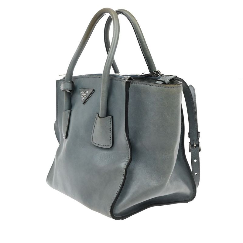 Prada Hand Shoulder Bag 2way Gray Leather 88ka908
