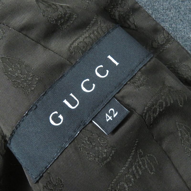 Gucci Wool Cles Button Single Tailored Jacket Gray 42 Genuine