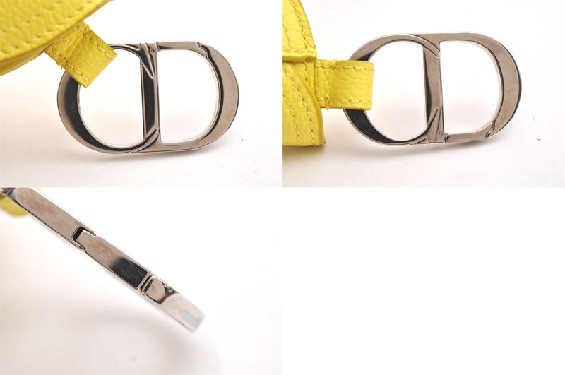 Christian DIOR Vintage Saddle Pouch Wallet Leather Yellow CD 3224n