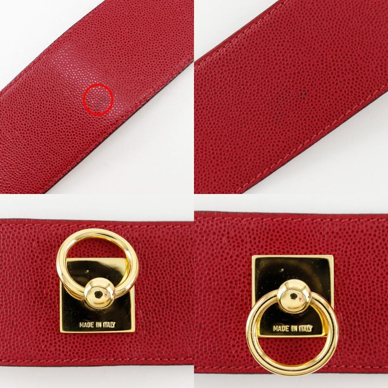 Celine Mantel Chain Leather Red/gold Ladies Belt