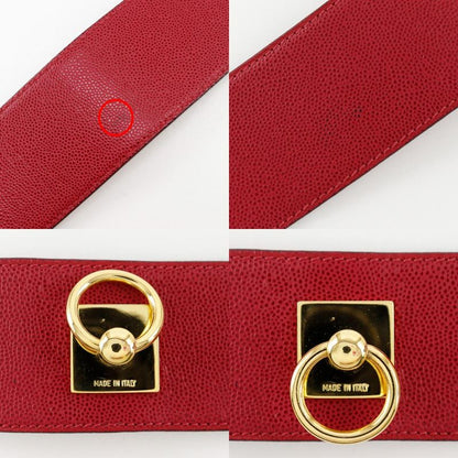 Celine Mantel Chain Leather Red/gold Ladies Belt
