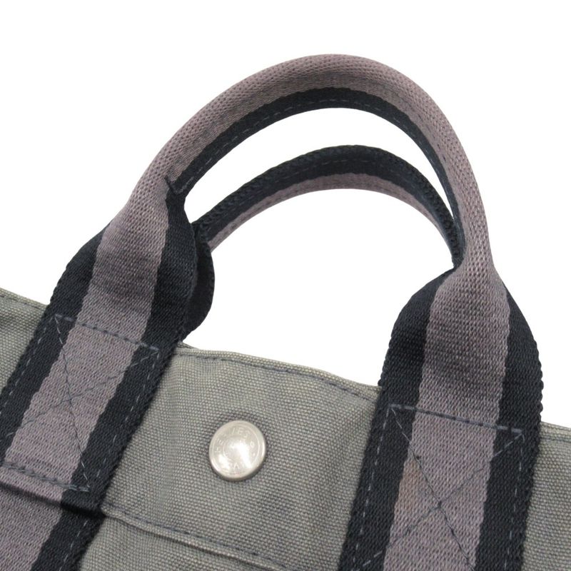 Hermes Bag Fourre Tout PM Canvas Tote Hand Bag Gray Men Women Used
