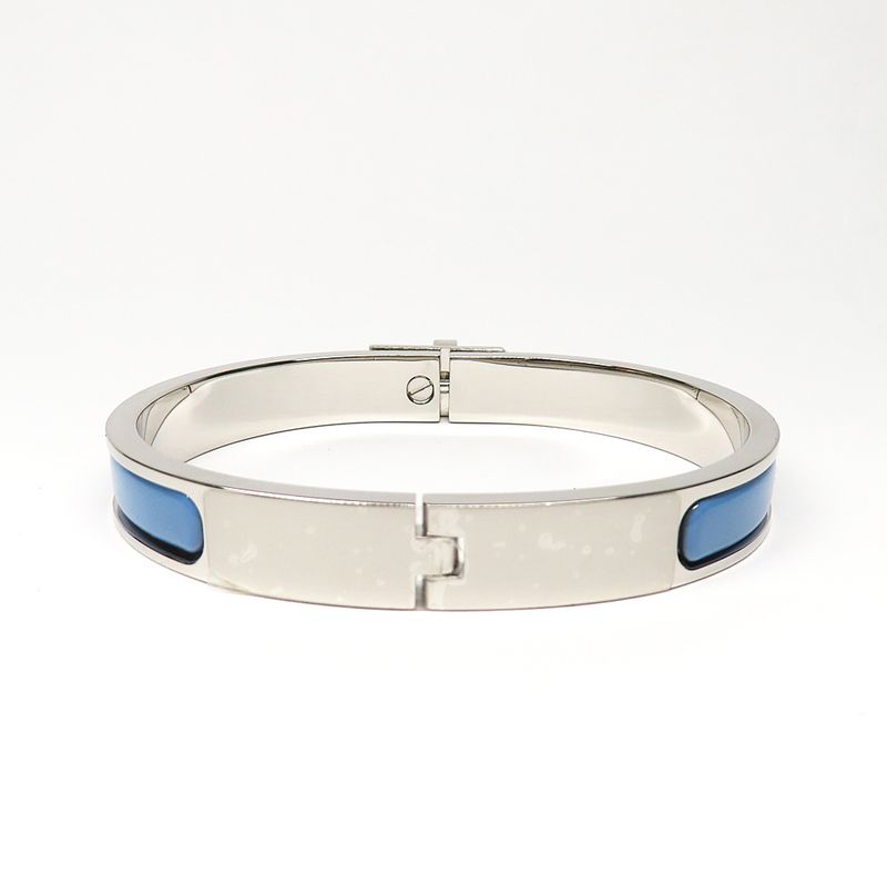 Hermes Mini Click Kelly Enamel Bracelet Chardon Palladium Ladies