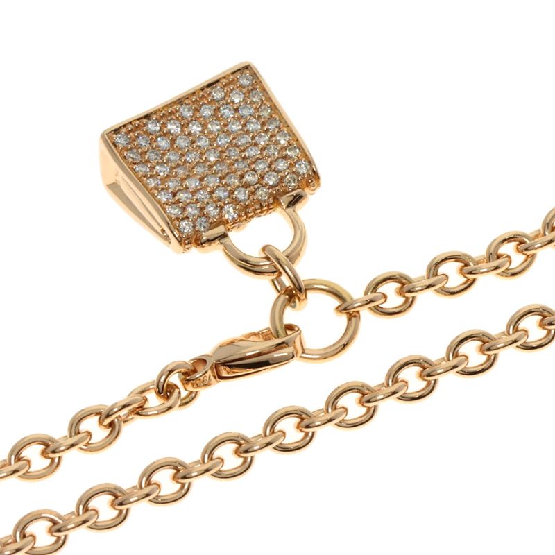 Hermes Amulet Birkin Diamond Bracelet 18K Pink Gold Ladies