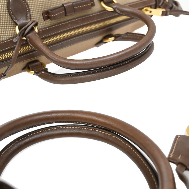 Prada Shoulder Hand Bag 2way Canvas Leather Brown 31ka941
