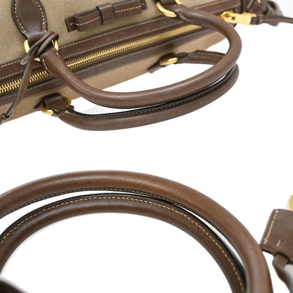 Prada Shoulder Hand Bag 2way Canvas Leather Brown 31ka941