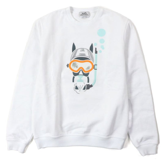 Hermes 23SS Scubh 100% Cotton Crewneck Pullover Sweatshirt White XS With Box