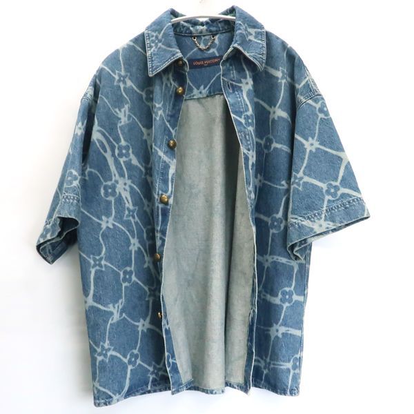 Louis Vuitton Monogram Print Denim Short Sleeve Shirt 1afqz1 #XL Shorts #34