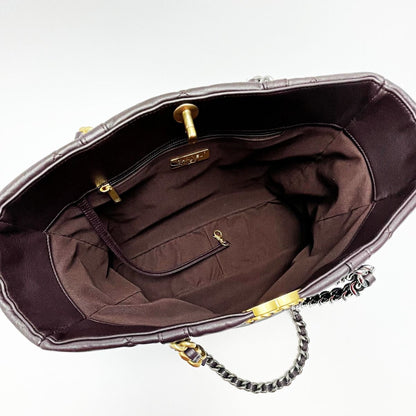Chanel 19 As3660 Brown Chain Tote Bag Shiny Lambskin Ladies