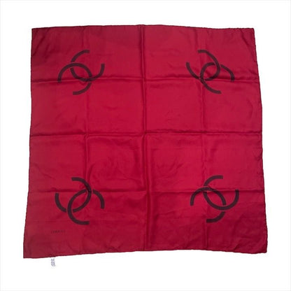Chanel CC Logo Scarf Large Silk 100% Red