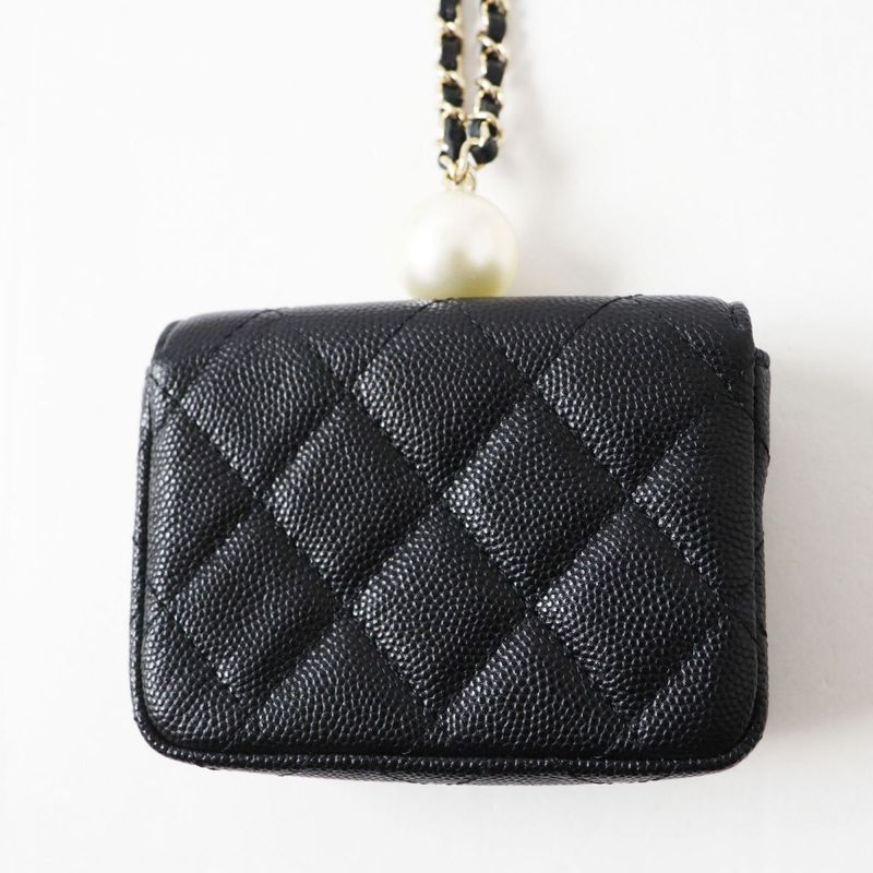 Unused CHANEL Ap2119 Caviar Skin Matelasse Coco Mark Flap Coin