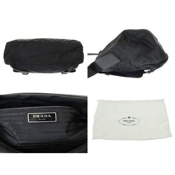 Prada Triangle Logo Nylon Messenger Shoulder Bag Black Aa — view 9