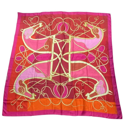 Hermes Carre 140 Scarf Silk Large Coup De Fouet Whip Pink