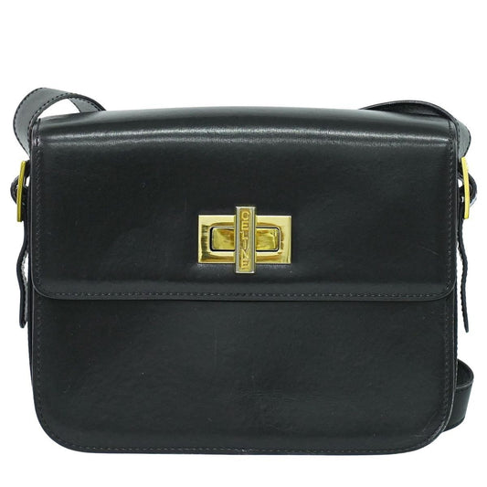 Celine Leather Shoulder Bag Pochette Black
